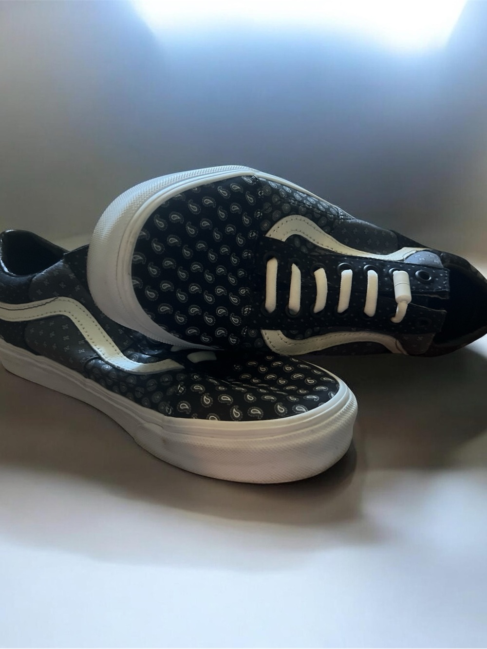 Vans Black Paisley Old Skool Sneakers with White Stripe